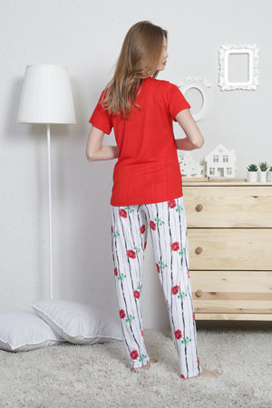 KADIN VISCON O YAKA KISA KOL ETEGI OVAL PIJAMA