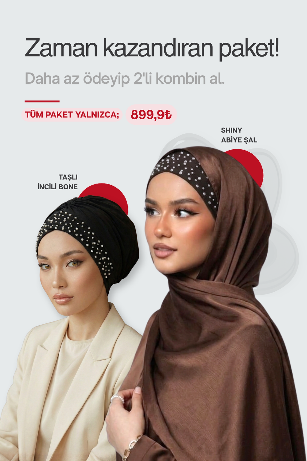 Shiny Abiye Şal & Taşlı İncili Bone