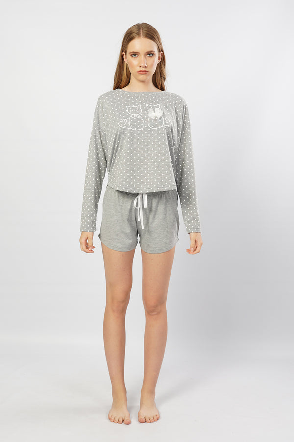 BAYAN P.SUPREM O YAKA DUSUK OMUZLU UZUN KOL ETEGI OVAL SORT TAKIM