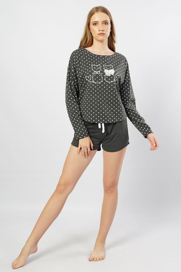 BAYAN P.SUPREM O YAKA DUSUK OMUZLU UZUN KOL ETEGI OVAL SORT TAKIM