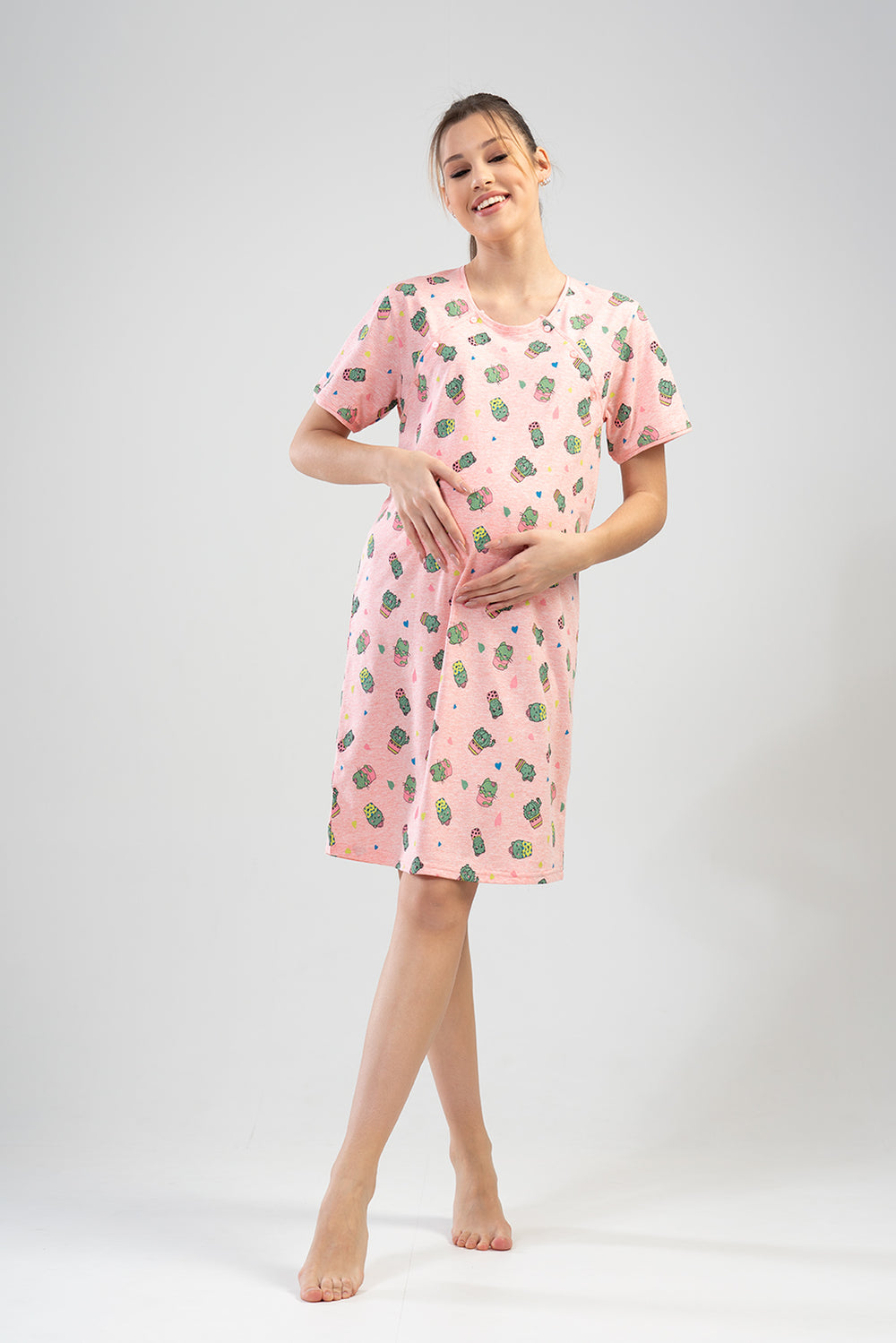 BAYAN P.SUPREM CIFT PATLI KISA KOL ETEGI OVAL HAMILE TUNIK