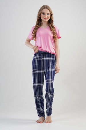 BAYAN LYC WORTEKS O YAKA KEP KOL ETEGI OVAL PIJAMA TAKIM