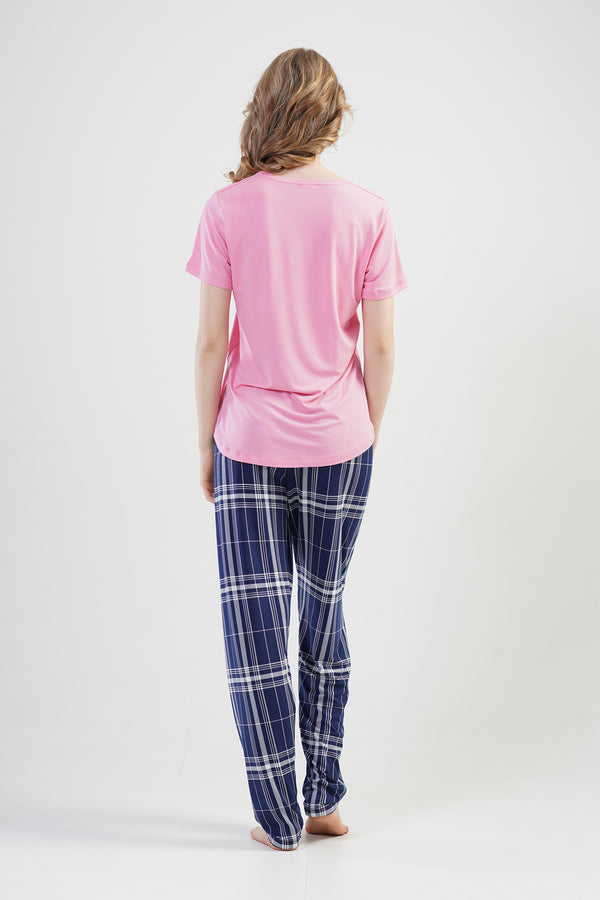 BAYAN LYC WORTEKS O YAKA KEP KOL ETEGI OVAL PIJAMA TAKIM