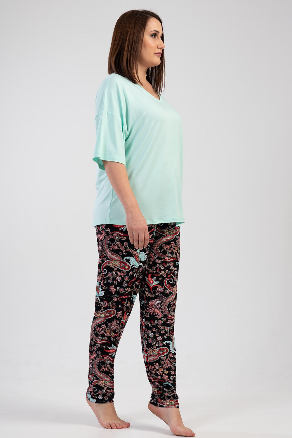 BAYAN LYC WORTEKS XXL V YAKA DUSUK OMUZLU KISA KOL PIJAMA TAKIM