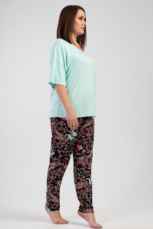 BAYAN LYC WORTEKS XXL V YAKA DUSUK OMUZLU KISA KOL PIJAMA TAKIM