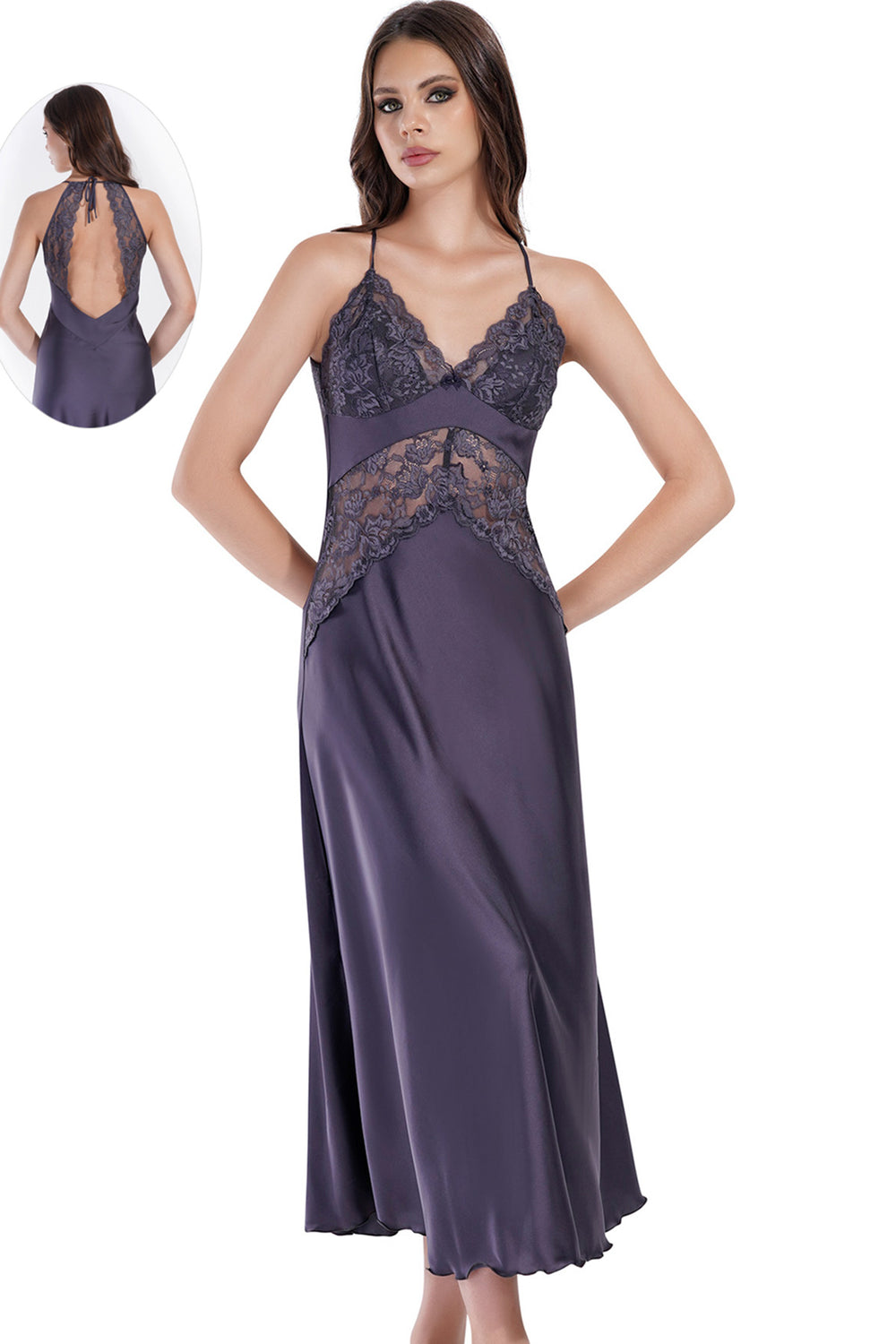 KADIN SATEEN UZUN BOY IP ASKILI TUNIK