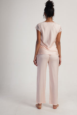 KADIN SATEEN KISA KOL PIJAMA TAKIM