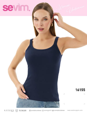 16155 KADIN FİTİLLİ İNCE ASKILI T-SHIRT