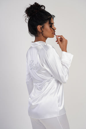 KADIN SATEEN KOMPLE DUGMELI UZUN KOL PIJAMA TAKIM