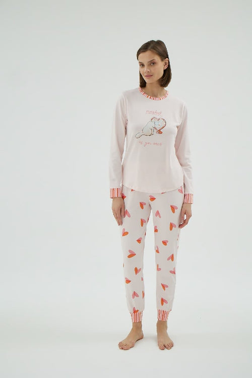 16978 KADIN BASKILI PİJAMA TAKIM