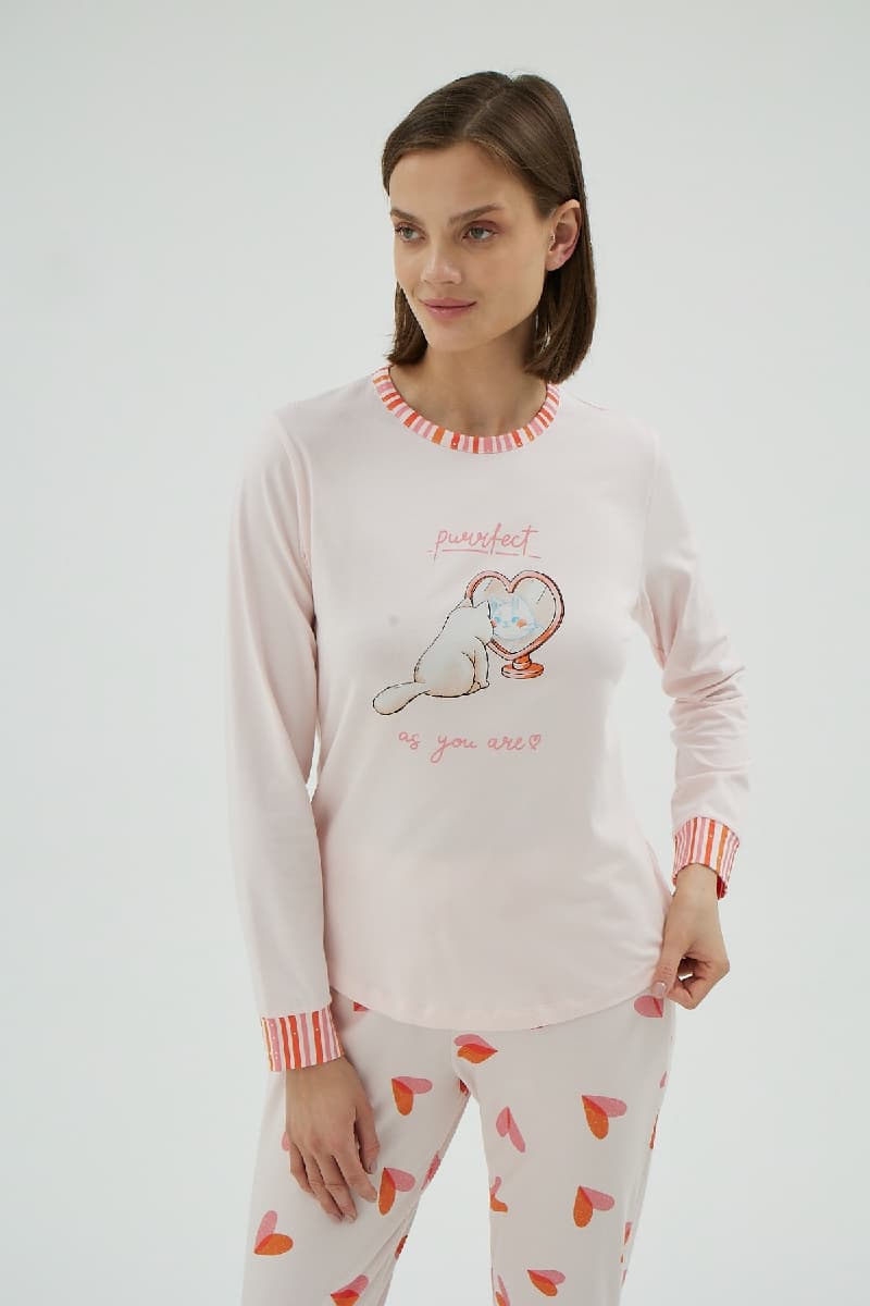 16978 KADIN BASKILI PİJAMA TAKIM