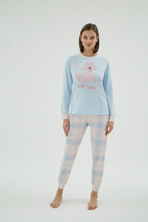 16994 KADIN BASKILI PİJAMA TAKIM