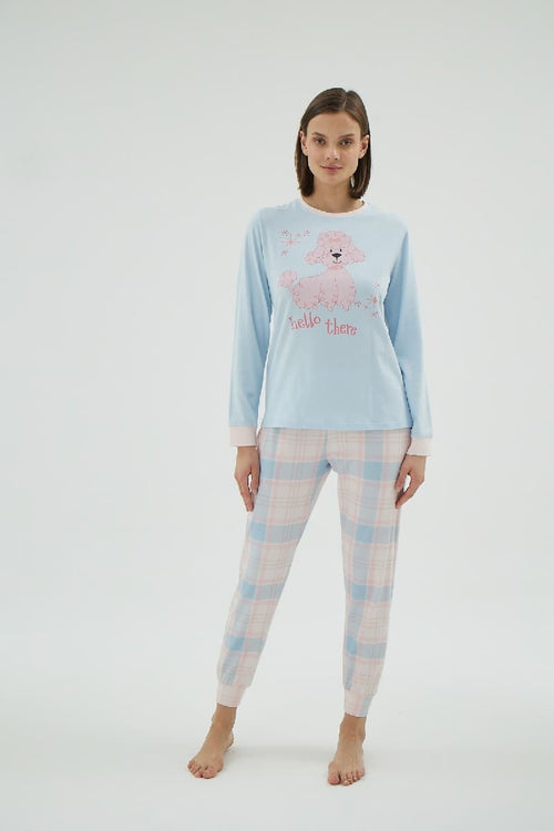 16994 KADIN BASKILI PİJAMA TAKIM