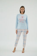 16994 KADIN BASKILI PİJAMA TAKIM