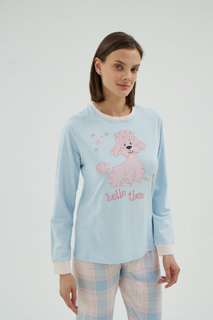 16994 KADIN BASKILI PİJAMA TAKIM