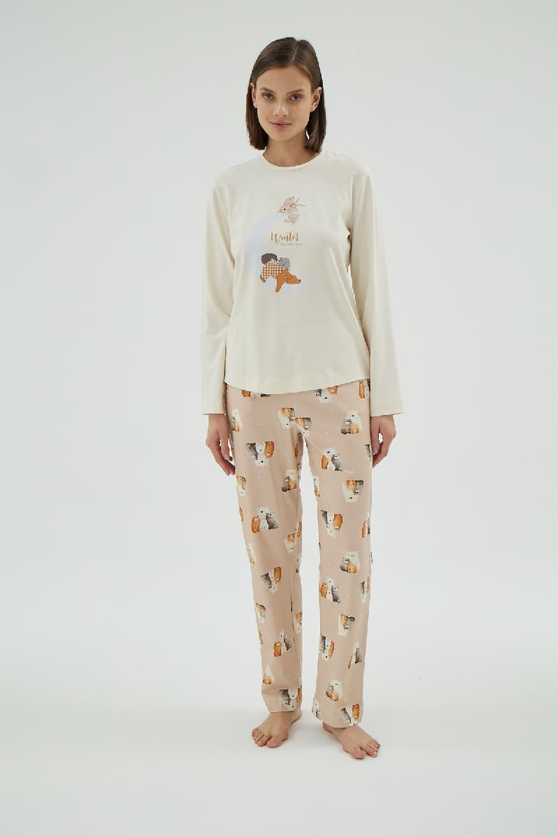 17004 KADIN BASKILI PİJAMA TAKIM