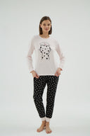 17008 KADIN BASKILI PİJAMA TAKIM