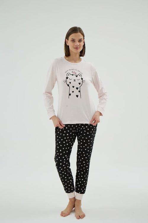 17008 KADIN BASKILI PİJAMA TAKIM