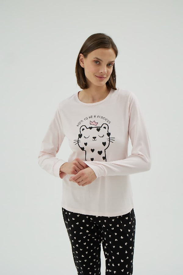 17008 KADIN BASKILI PİJAMA TAKIM