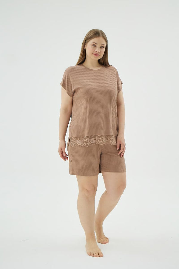 17029 KADIN BATTAL BOY ŞORT TAKIM