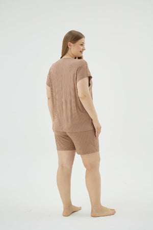 17029 KADIN BATTAL BOY ŞORT TAKIM