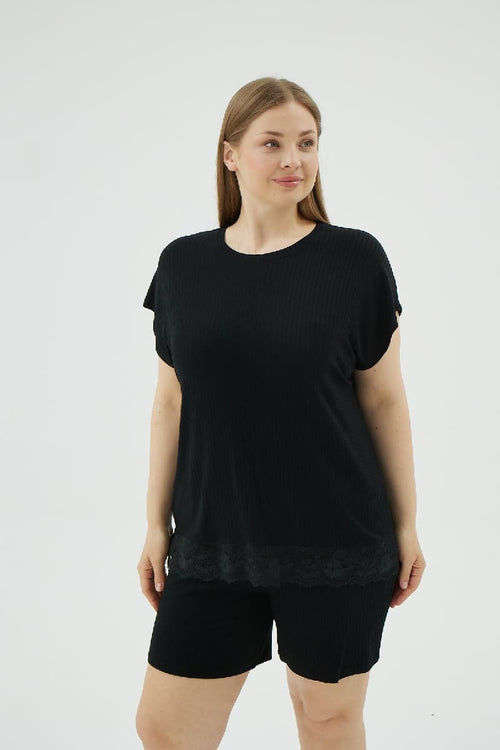 17035 KADIN BATTAL BOY ŞORT TAKIM