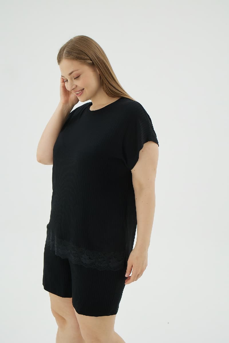 17035 KADIN BATTAL BOY ŞORT TAKIM