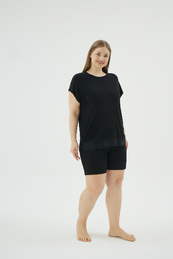 17035 KADIN BATTAL BOY ŞORT TAKIM