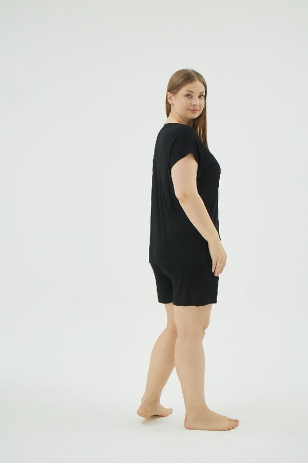 17035 KADIN BATTAL BOY ŞORT TAKIM