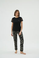 17052 KADIN TAŞ BASKILI PİJAMA TAKIM