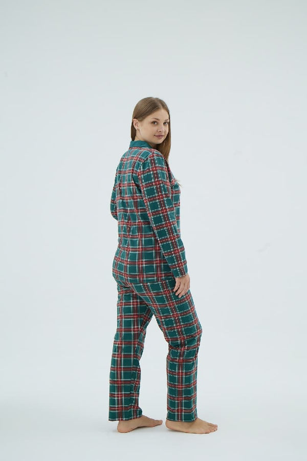17086 KADIN BATTAL BOY DÜĞMELİ PİJAMA TAKIM