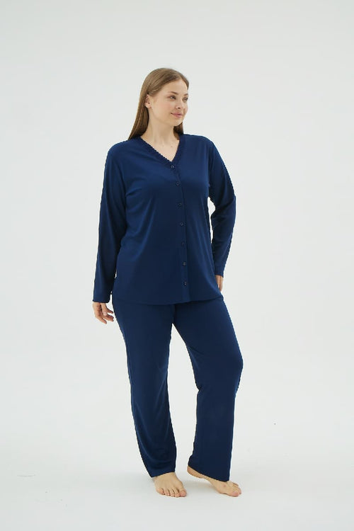 17130 KADIN BIG SIZE DÜĞMELİ PİJAMA TAKIM