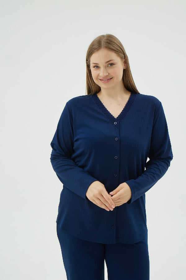 17130 KADIN BIG SIZE DÜĞMELİ PİJAMA TAKIM