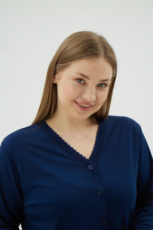 17130 KADIN BIG SIZE DÜĞMELİ PİJAMA TAKIM