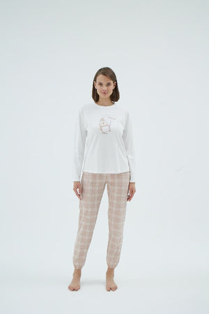 17144 KADIN BASKILI PİJAMA TAKIM