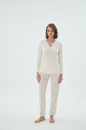 17196 KADIN BASKILI PİJAMA TAKIM