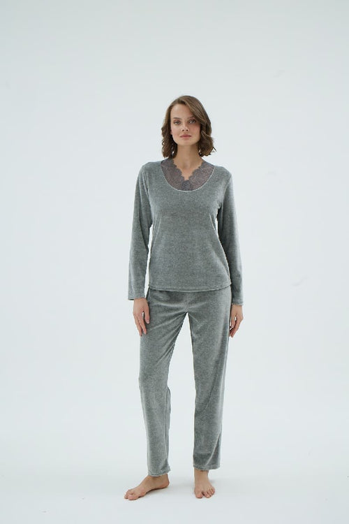 17240 KADIN KADİFE PİJAMA TAKIM