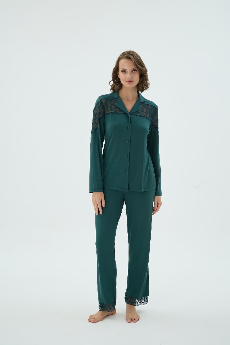 17246 KADIN DÜĞMELİ PİJAMA TAKIM