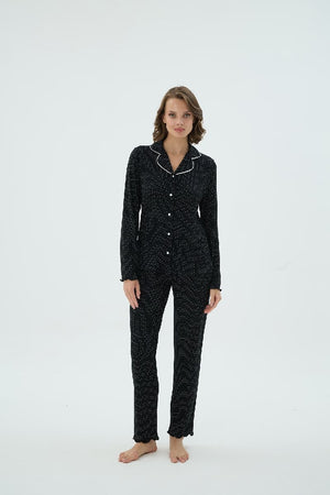 17249 KADIN DÜĞMELİ PİJAMA TAKIM