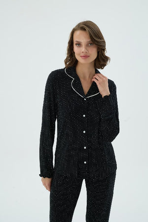 17249 KADIN DÜĞMELİ PİJAMA TAKIM