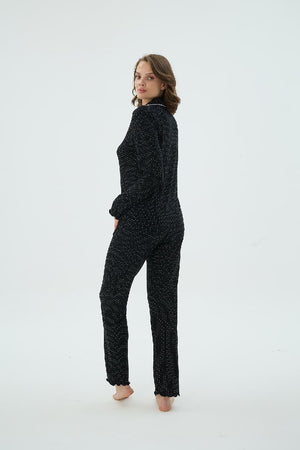 17249 KADIN DÜĞMELİ PİJAMA TAKIM