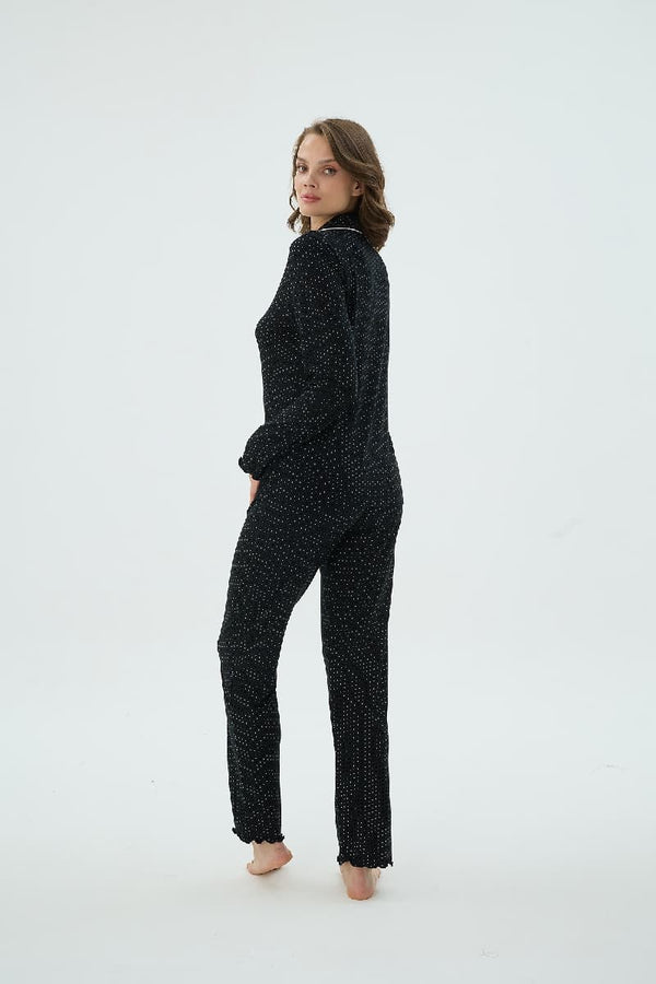 17249 KADIN DÜĞMELİ PİJAMA TAKIM