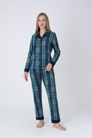 17362 KADIN DÜĞMELİ PİJAMA TAKIM