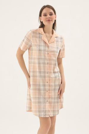 17773 KADIN DÜĞMELİ KISA GECELİK