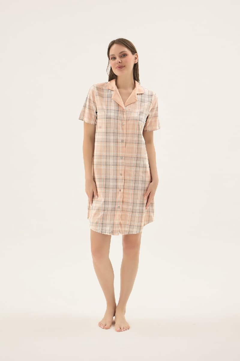 17773 KADIN DÜĞMELİ KISA GECELİK