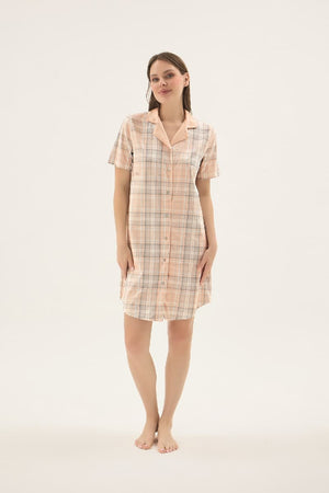 17773 KADIN DÜĞMELİ KISA GECELİK