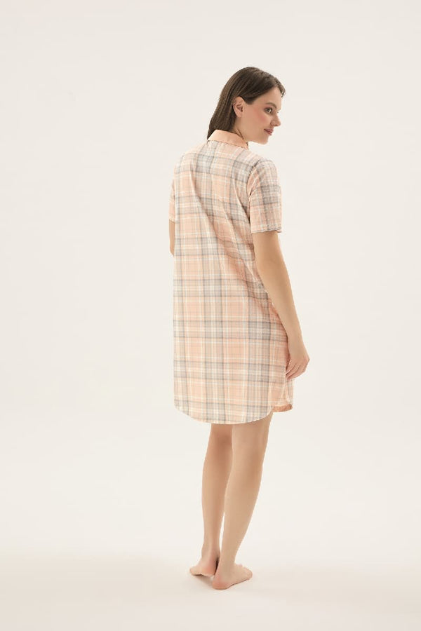 17773 KADIN DÜĞMELİ KISA GECELİK