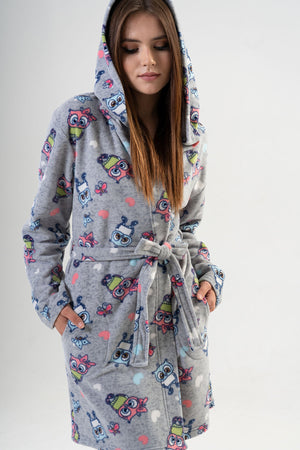 KADIN POLAR KAPSONLU CEPLI KISA SABAHLIK