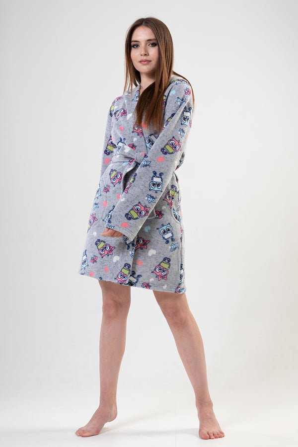 KADIN POLAR KAPSONLU CEPLI KISA SABAHLIK