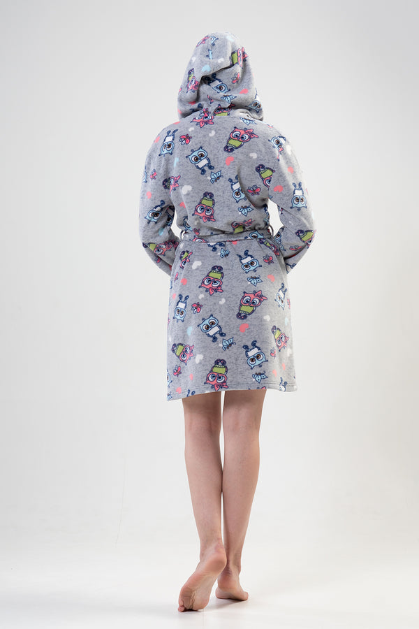 KADIN POLAR KAPSONLU CEPLI KISA SABAHLIK